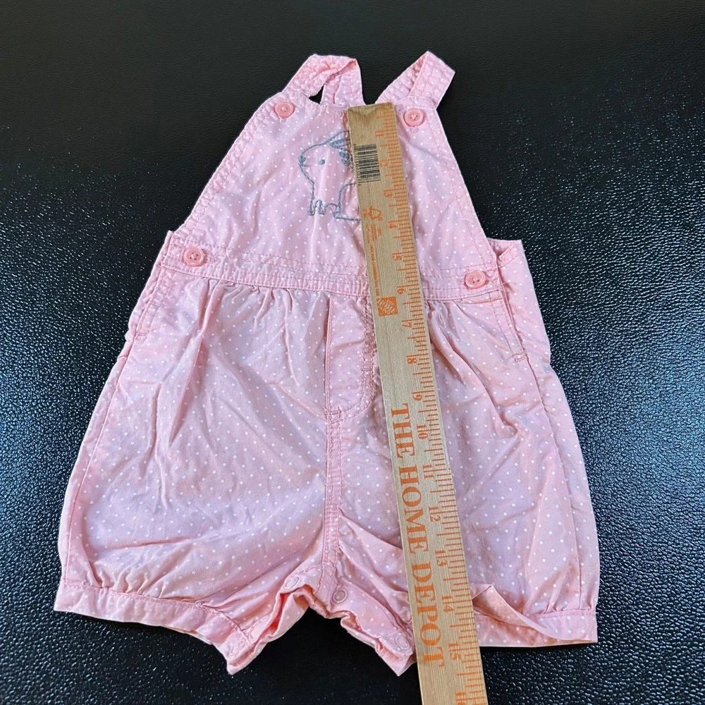 Carter's Bunny Overalls Romper Pink Polka Dot Spring Easter Outfit‎ Baby 12M
